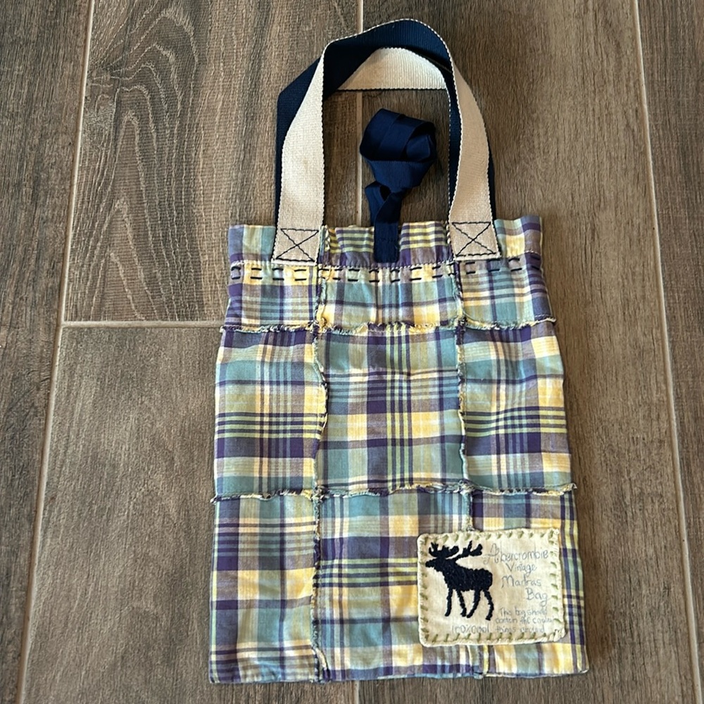 Abercrombie vintage madras patchwork tote